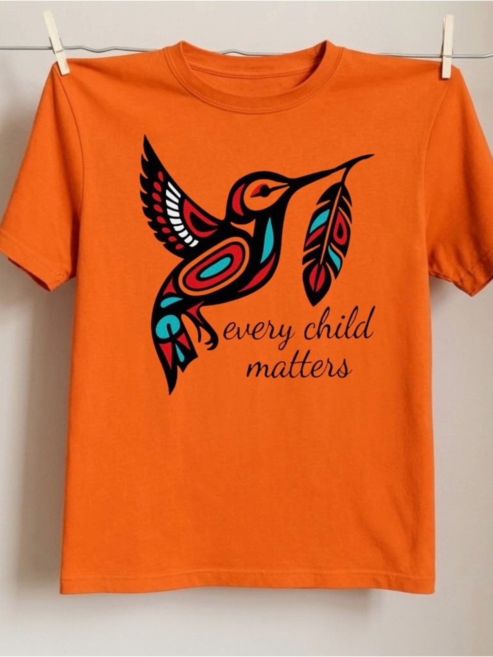 Every Child Matters Orange Shirt Day Tee Tribal Hummingbird T-shirt - Gildan
